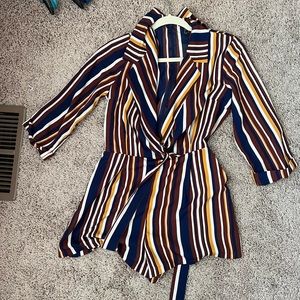 Forever 21 long sleeve striped romper, size M, new with tags